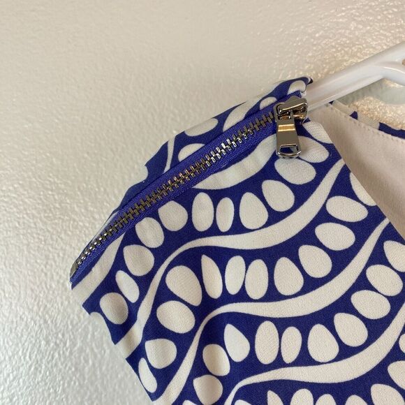 Donna Morgan Darleene Jersey Dress Purple Geometric Print Waves Size 6 Office - Picture 7 of 13